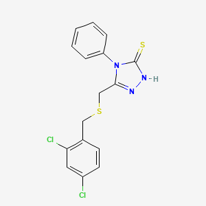 molecular formula C16H13Cl2N3S2 B2391810 5-{[(2,4-dichlorobenzyl)sulfanyl]methyl}-4-phenyl-4H-1,2,4-triazole-3-thiol CAS No. 344272-72-6
