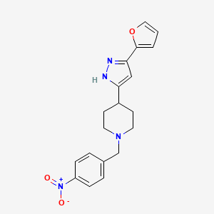 molecular formula C19H20N4O3 B2391811 4-[5-(2-furyl)-1H-pyrazol-3-yl]-1-(4-nitrobenzyl)piperidine CAS No. 321848-26-4