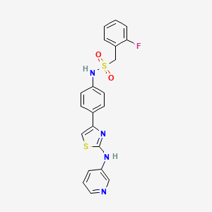 molecular formula C21H17FN4O2S2 B2391813 1-(2-fluorophenyl)-N-(4-(2-(pyridin-3-ylamino)thiazol-4-yl)phenyl)methanesulfonamide CAS No. 1797285-77-8