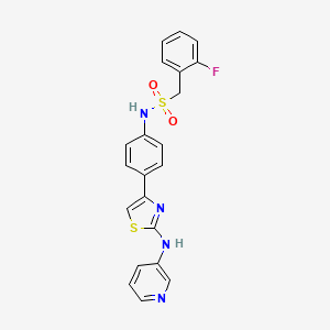 molecular formula C21H17FN4O2S2 B2391813 1-(2-氟苯基)-N-(4-(2-(吡啶-3-基氨基)噻唑-4-基)苯基)甲磺酰胺 CAS No. 1797285-77-8