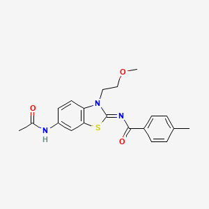 N-[6-acetamido-3-(2-methoxyethyl)-1,3-benzothiazol-2-ylidene]-4-methylbenzamide