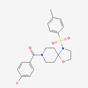 molecular formula C21H23FN2O4S B2391824 (4-Fluorophenyl)(4-tosyl-1-oxa-4,8-diazaspiro[4.5]decan-8-yl)methanone CAS No. 896378-66-8