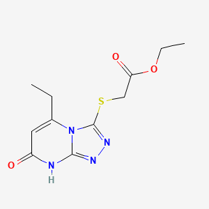 Ethyl 2-((5-ethyl-7-oxo-7,8-dihydro-[1,2,4]triazolo[4,3-a]pyrimidin-3-yl)thio)acetate
