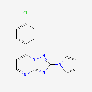 molecular formula C15H10ClN5 B2391836 7-(4-chlorophenyl)-2-(1H-pyrrol-1-yl)[1,2,4]triazolo[1,5-a]pyrimidine CAS No. 303146-12-5