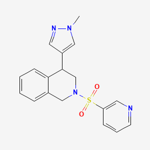 molecular formula C18H18N4O2S B2391867 4-(1-methyl-1H-pyrazol-4-yl)-2-(pyridin-3-ylsulfonyl)-1,2,3,4-tetrahydroisoquinoline CAS No. 2034534-94-4
