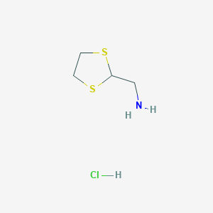 molecular formula C4H10ClNS2 B2391872 (1,3-Dithiolan-2-yl)methanamine hydrochloride CAS No. 1989672-83-4