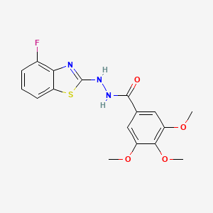 molecular formula C17H16FN3O4S B2391874 N'-(4-fluoro-1,3-benzothiazol-2-yl)-3,4,5-trimethoxybenzohydrazide CAS No. 851978-75-1