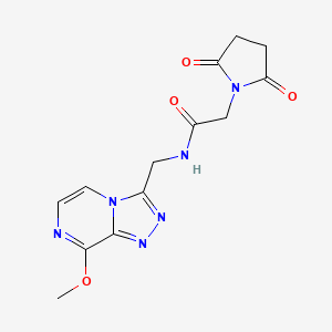 molecular formula C13H14N6O4 B2391883 2-(2,5-dioxopyrrolidin-1-yl)-N-((8-methoxy-[1,2,4]triazolo[4,3-a]pyrazin-3-yl)methyl)acetamide CAS No. 2034319-87-2
