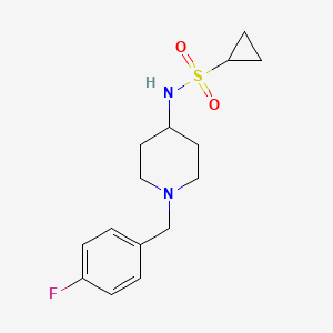 molecular formula C15H21FN2O2S B2391889 N-[1-[(4-Fluorophenyl)methyl]piperidin-4-yl]cyclopropanesulfonamide CAS No. 2415456-33-4