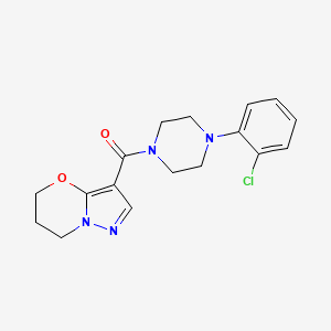 molecular formula C17H19ClN4O2 B2391895 (4-(2-chlorophenyl)piperazin-1-yl)(6,7-dihydro-5H-pyrazolo[5,1-b][1,3]oxazin-3-yl)methanone CAS No. 1421517-60-3