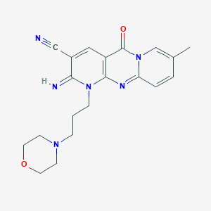 molecular formula C20H22N6O2 B2391911 2-imino-8-methyl-1-(3-morpholinopropyl)-5-oxo-2,5-dihydro-1H-dipyrido[1,2-a:2',3'-d]pyrimidine-3-carbonitrile CAS No. 305375-19-3