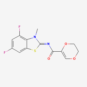 molecular formula C13H10F2N2O3S B2391917 N-[(2E)-4,6-difluoro-3-methyl-2,3-dihydro-1,3-benzothiazol-2-ylidene]-5,6-dihydro-1,4-dioxine-2-carboxamide CAS No. 851079-89-5