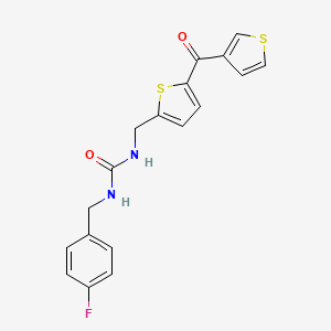 molecular formula C18H15FN2O2S2 B2391918 1-(4-Fluorobenzyl)-3-((5-(thiophene-3-carbonyl)thiophen-2-yl)methyl)urea CAS No. 1797615-12-3