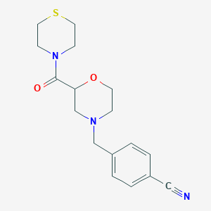 molecular formula C17H21N3O2S B2391922 4-[[2-(Thiomorpholine-4-carbonyl)morpholin-4-yl]methyl]benzonitrile CAS No. 2415464-62-7