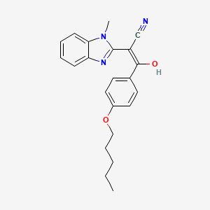 molecular formula C22H23N3O2 B2391924 （E）-2-(1-甲基-1H-苯并[d]咪唑-2(3H)-亚甲基)-3-氧代-3-(4-(戊氧基)苯基)丙腈 CAS No. 477554-01-1