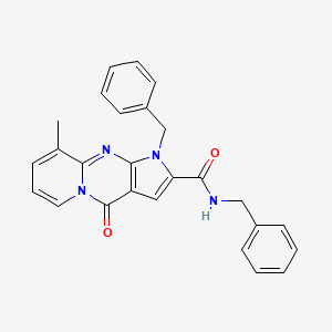 molecular formula C26H22N4O2 B2391931 N,1-dibenzyl-9-methyl-4-oxo-1,4-dihydropyrido[1,2-a]pyrrolo[2,3-d]pyrimidine-2-carboxamide CAS No. 896847-17-9