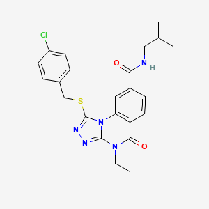 molecular formula C24H26ClN5O2S B2391945 1-[(4-chlorobenzyl)thio]-N-isobutyl-5-oxo-4-propyl-4,5-dihydro[1,2,4]triazolo[4,3-a]quinazoline-8-carboxamide CAS No. 1114652-61-7