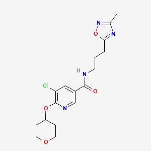 molecular formula C17H21ClN4O4 B2391947 5-chloro-N-(3-(3-methyl-1,2,4-oxadiazol-5-yl)propyl)-6-((tetrahydro-2H-pyran-4-yl)oxy)nicotinamide CAS No. 1904214-39-6