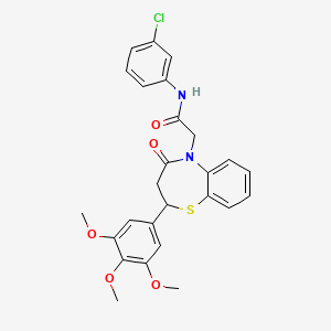 molecular formula C26H25ClN2O5S B2391960 N-(3-chlorophenyl)-2-[4-oxo-2-(3,4,5-trimethoxyphenyl)-2,3,4,5-tetrahydro-1,5-benzothiazepin-5-yl]acetamide CAS No. 847487-82-5