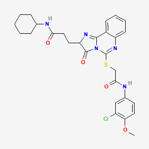 molecular formula C28H30ClN5O4S B2391965 3-[5-({[(3-氯-4-甲氧基苯基)氨基甲酰基]甲硫基)-3-氧代-2H,3H-咪唑并[1,2-c]喹唑啉-2-基]-N-环己基丙酰胺 CAS No. 1037293-39-2