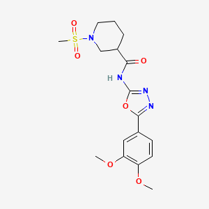 molecular formula C17H22N4O6S B2391969 N-(5-(3,4-二甲氧基苯基)-1,3,4-噁二唑-2-基)-1-(甲磺酰基)哌啶-3-羧酰胺 CAS No. 1060214-71-2