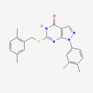 molecular formula C22H22N4OS B2391970 6-((2,5-二甲苯甲基)硫代)-1-(3,4-二甲苯基)-1H-吡唑并[3,4-d]嘧啶-4(5H)-酮 CAS No. 851125-39-8