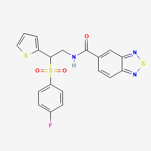 molecular formula C19H14FN3O3S3 B2391972 N-(2-((4-fluorophenyl)sulfonyl)-2-(thiophen-2-yl)ethyl)benzo[c][1,2,5]thiadiazole-5-carboxamide CAS No. 1208818-48-7