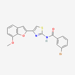 molecular formula C19H13BrN2O3S B2391975 3-bromo-N-(4-(7-methoxybenzofuran-2-yl)thiazol-2-yl)benzamide CAS No. 921869-35-4
