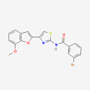 molecular formula C19H13BrN2O3S B2391975 3-bromo-N-[4-(7-methoxy-1-benzofuran-2-yl)-1,3-thiazol-2-yl]benzamide CAS No. 921869-35-4