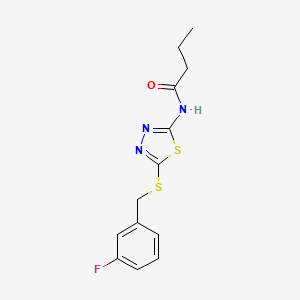 molecular formula C13H14FN3OS2 B2391976 N-[5-[(3-氟苯基)甲硫基]-1,3,4-噻二唑-2-基]丁酰胺 CAS No. 392303-20-7