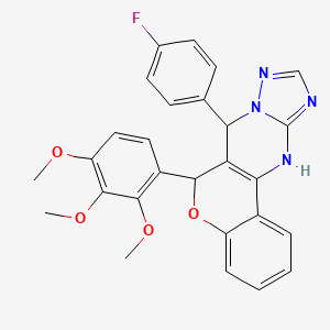 molecular formula C27H23FN4O4 B2391980 7-(4-fluorophenyl)-6-(2,3,4-trimethoxyphenyl)-7,12-dihydro-6H-chromeno[4,3-d][1,2,4]triazolo[1,5-a]pyrimidine CAS No. 868148-18-9