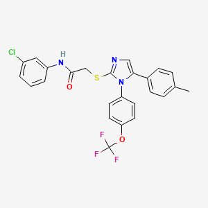 molecular formula C25H19ClF3N3O2S B2391981 N-(3-氯苯基)-2-((5-(对甲苯基)-1-(4-(三氟甲氧基)苯基)-1H-咪唑-2-基)硫代)乙酰胺 CAS No. 1226435-54-6