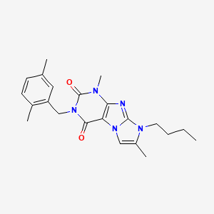 molecular formula C22H27N5O2 B2391985 8-butyl-3-(2,5-dimethylbenzyl)-1,7-dimethyl-1H-imidazo[2,1-f]purine-2,4(3H,8H)-dione CAS No. 887463-90-3