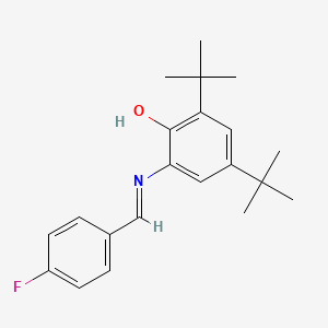 molecular formula C21H26FNO B2391988 2,4-di-tert-butyl-6-{[(E)-(4-fluorophenyl)methylidene]amino}phenol CAS No. 364051-09-2