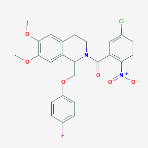 molecular formula C25H22ClFN2O6 B2391992 (5-chloro-2-nitrophenyl)(1-((4-fluorophenoxy)methyl)-6,7-dimethoxy-3,4-dihydroisoquinolin-2(1H)-yl)methanone CAS No. 486426-49-7