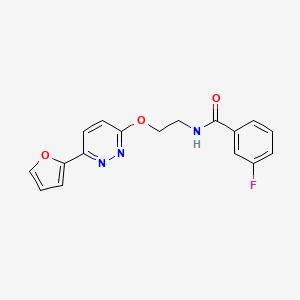 molecular formula C17H14FN3O3 B2391993 3-fluoro-N-(2-((6-(furan-2-yl)pyridazin-3-yl)oxy)ethyl)benzamide CAS No. 920169-38-6