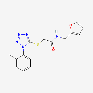 molecular formula C15H15N5O2S B2392001 N-(furan-2-ylmethyl)-2-[1-(2-methylphenyl)tetrazol-5-yl]sulfanylacetamide CAS No. 874467-61-5