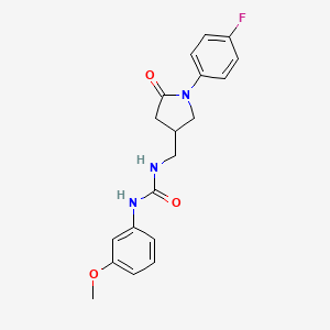 molecular formula C19H20FN3O3 B2392010 1-((1-(4-Fluorophenyl)-5-oxopyrrolidin-3-yl)methyl)-3-(3-methoxyphenyl)urea CAS No. 954636-70-5