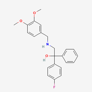 molecular formula C23H24FNO3 B2392012 2-[(3,4-Dimethoxybenzyl)amino]-1-(4-fluorophenyl)-1-phenyl-1-ethanol CAS No. 338771-55-4