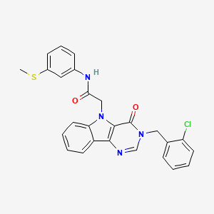 molecular formula C26H21ClN4O2S B2392015 2-(3-(2-chlorobenzyl)-4-oxo-3H-pyrimido[5,4-b]indol-5(4H)-yl)-N-(3-(methylthio)phenyl)acetamide CAS No. 1189936-23-9
