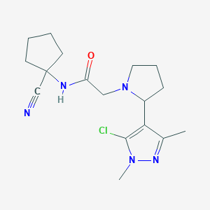 molecular formula C17H24ClN5O B2392030 2-[2-(5-chloro-1,3-dimethyl-1H-pyrazol-4-yl)pyrrolidin-1-yl]-N-(1-cyanocyclopentyl)acetamide CAS No. 1375989-74-4