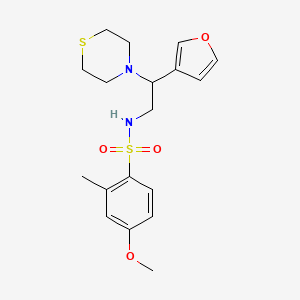 molecular formula C18H24N2O4S2 B2392031 N-(2-(furan-3-yl)-2-thiomorpholinoethyl)-4-methoxy-2-methylbenzenesulfonamide CAS No. 2034514-28-6