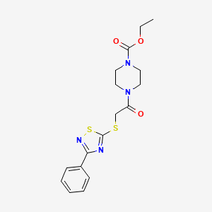 molecular formula C17H20N4O3S2 B2392036 Ethyl 4-(2-((3-phenyl-1,2,4-thiadiazol-5-yl)thio)acetyl)piperazine-1-carboxylate CAS No. 864855-91-4
