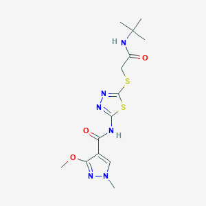 molecular formula C14H20N6O3S2 B2392037 N-(5-((2-(tert-butylamino)-2-oxoethyl)thio)-1,3,4-thiadiazol-2-yl)-3-methoxy-1-methyl-1H-pyrazole-4-carboxamide CAS No. 1170391-21-5