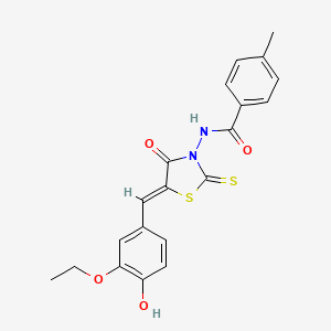 N-[(5Z)-5-[(3-ethoxy-4-hydroxyphenyl)methylidene]-4-oxo-2-sulfanylidene-1,3-thiazolidin-3-yl]-4-methylbenzamide