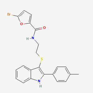 molecular formula C22H19BrN2O2S B2392047 5-bromo-N-[2-[[2-(4-methylphenyl)-1H-indol-3-yl]sulfanyl]ethyl]furan-2-carboxamide CAS No. 919713-69-2