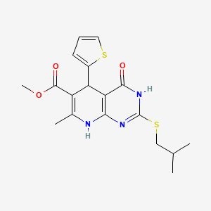 molecular formula C18H21N3O3S2 B2392049 Methyl 2-(isobutylthio)-7-methyl-4-oxo-5-(2-thienyl)-3,4,5,8-tetrahydropyrido[2,3-d]pyrimidine-6-carboxylate CAS No. 878122-88-4