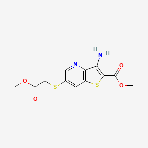 molecular formula C12H12N2O4S2 B2392057 Methyl 3-amino-6-[(2-methoxy-2-oxoethyl)sulfanyl]thieno[3,2-b]pyridine-2-carboxylate CAS No. 1803606-73-6