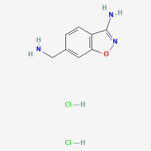 molecular formula C8H11Cl2N3O B2392064 6-(Aminomethyl)-1,2-benzoxazol-3-amine dihydrochloride CAS No. 1860893-14-6