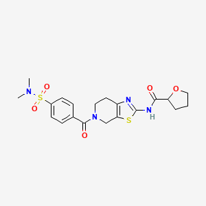 molecular formula C20H24N4O5S2 B2392065 N-(5-(4-(N,N-dimethylsulfamoyl)benzoyl)-4,5,6,7-tetrahydrothiazolo[5,4-c]pyridin-2-yl)tetrahydrofuran-2-carboxamide CAS No. 1396792-84-9